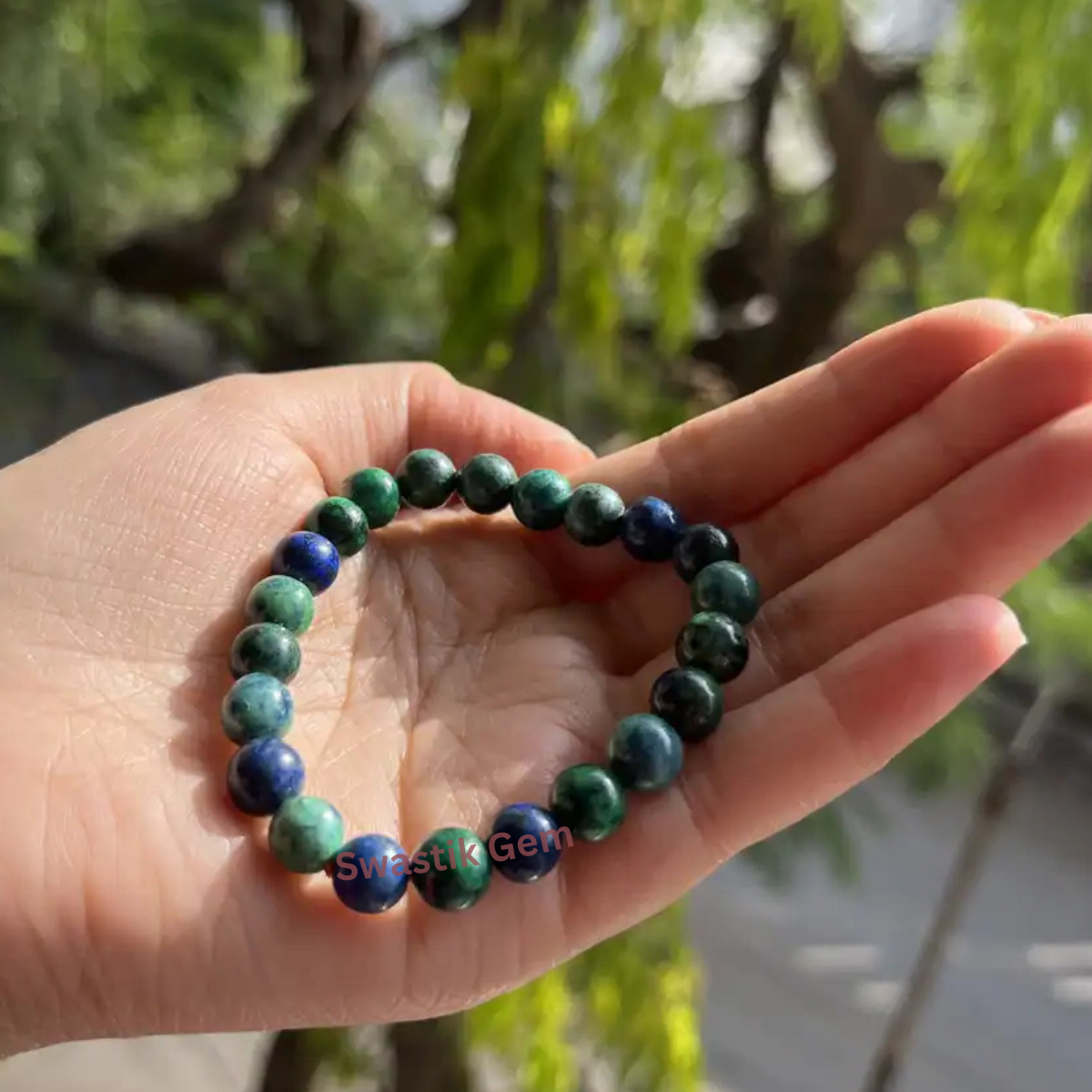 Uses of Azurite and Malachite Mix Bracelet