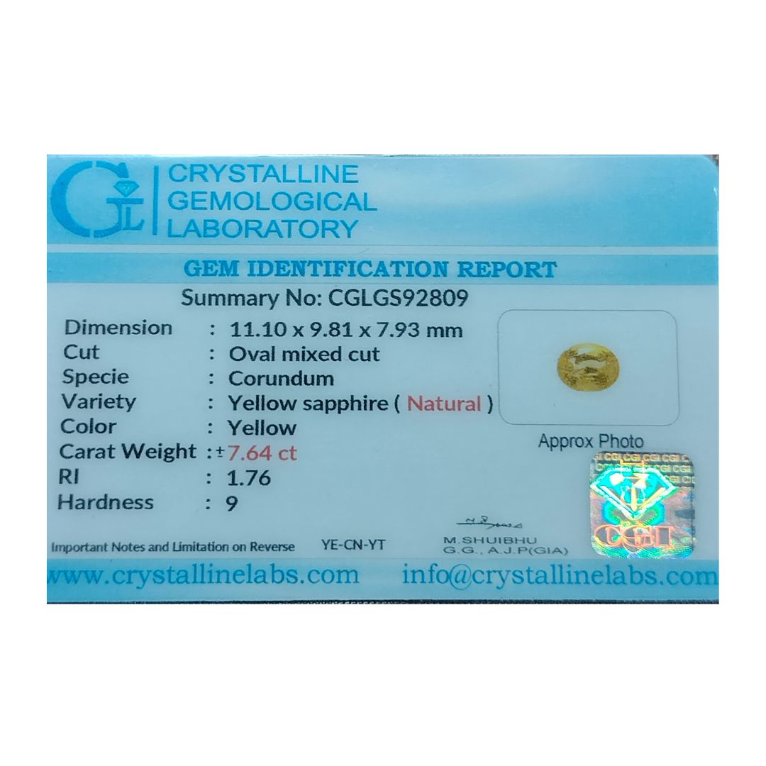 Yellow sapphire 7.64 Carat
