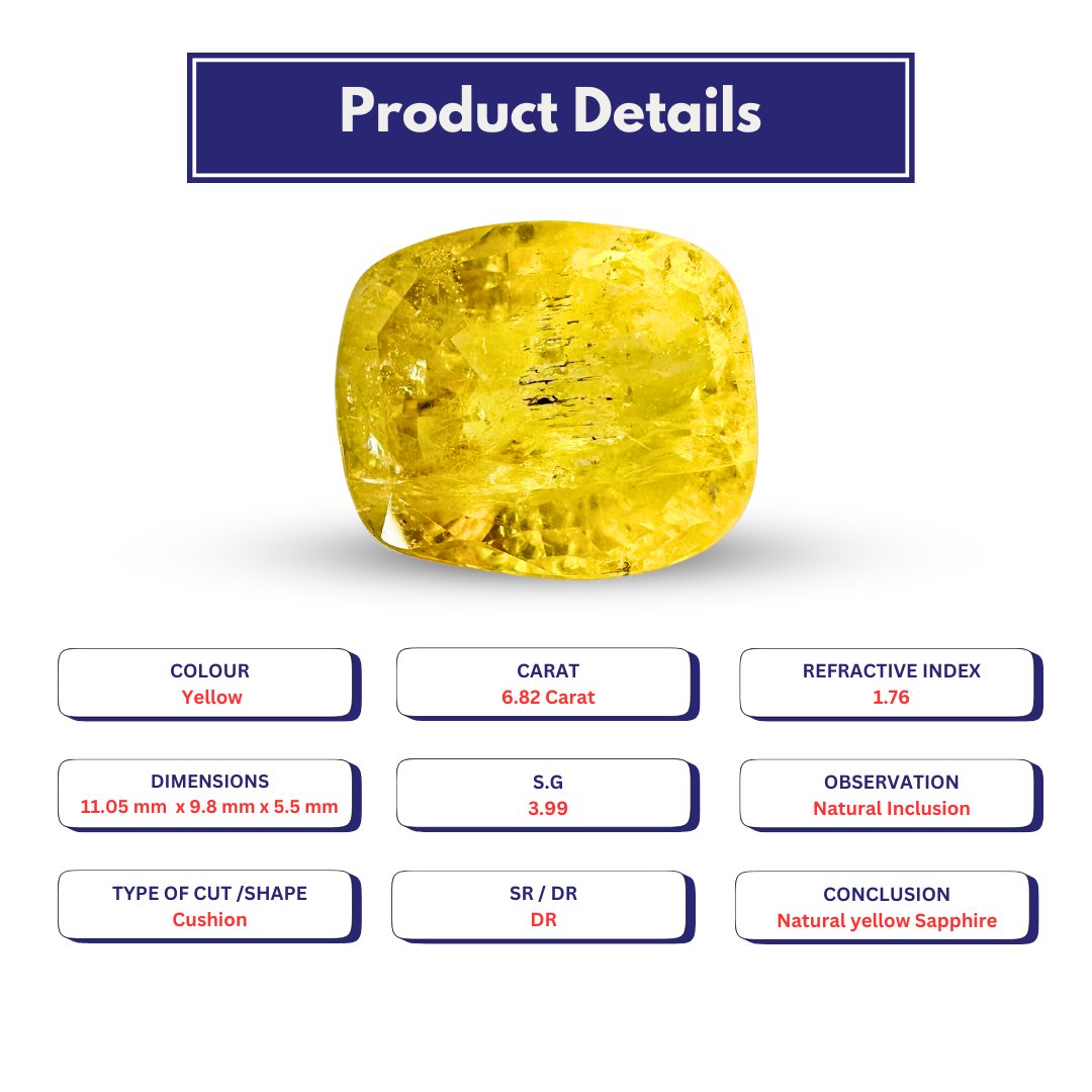 Yellow sapphire 6.82 Carat