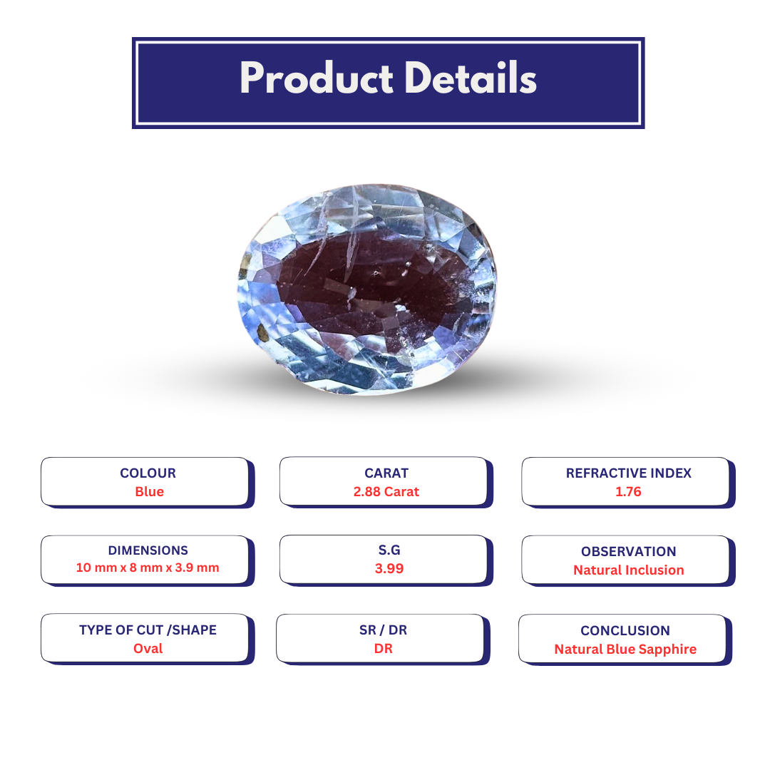 Natural Blue Sapphire 2.88 carat