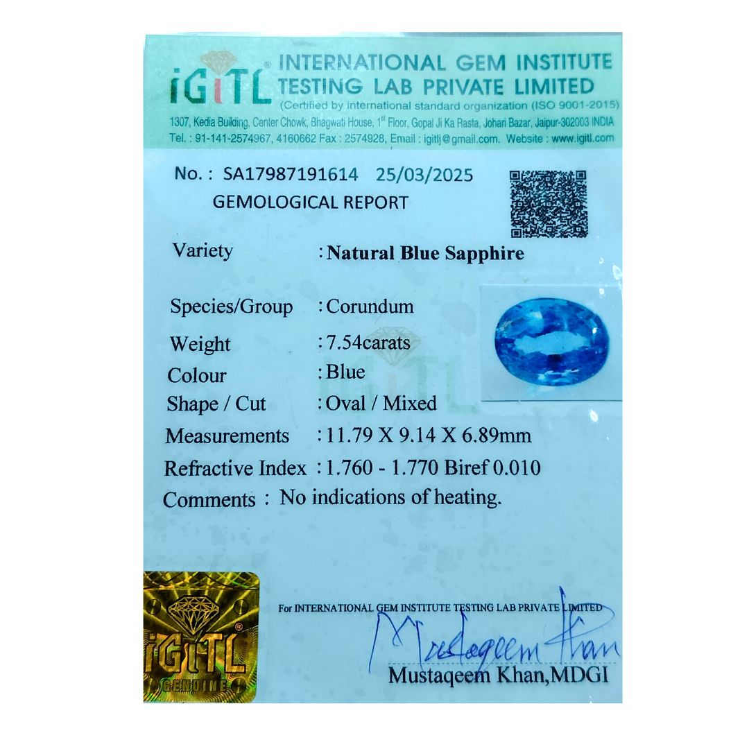 Natural Blue Sapphire 7.54 carat