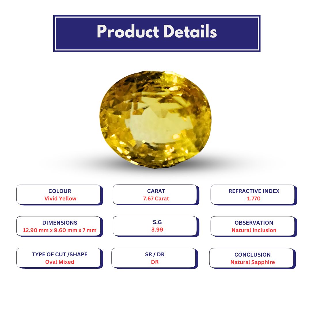 Yellow sapphire 7.67 Carat