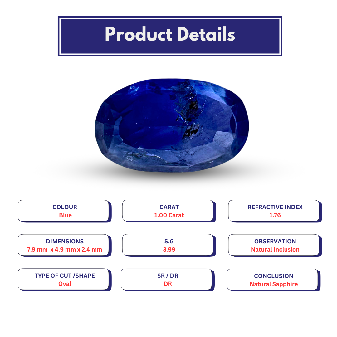 Natural Blue Sapphire 1.00 carat