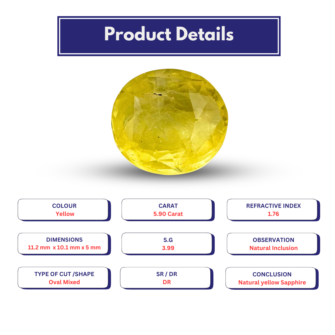 Yellow sapphire 5.90 Carat