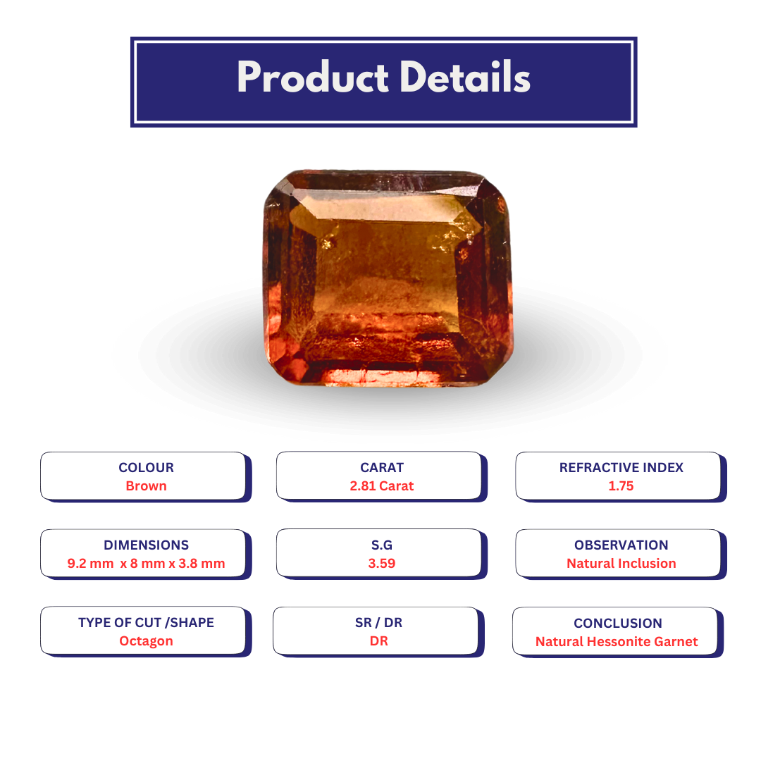 Natural Hessonite garnet 2.81 Carat