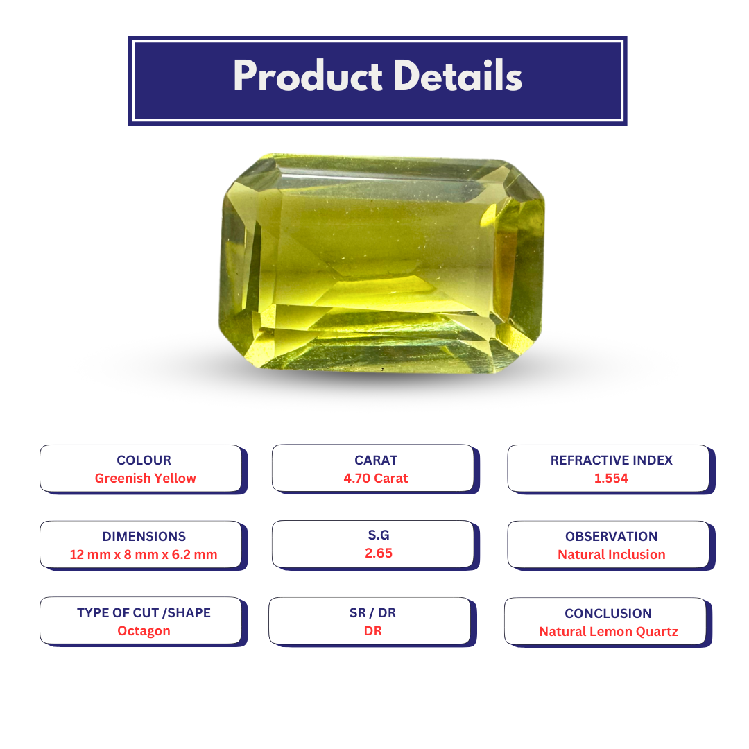 Natural Lemon Quartz 4.70 Carat
