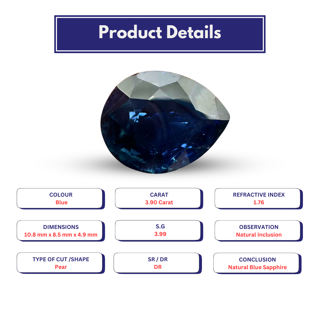 Natural Blue Sapphire 3.90 carat