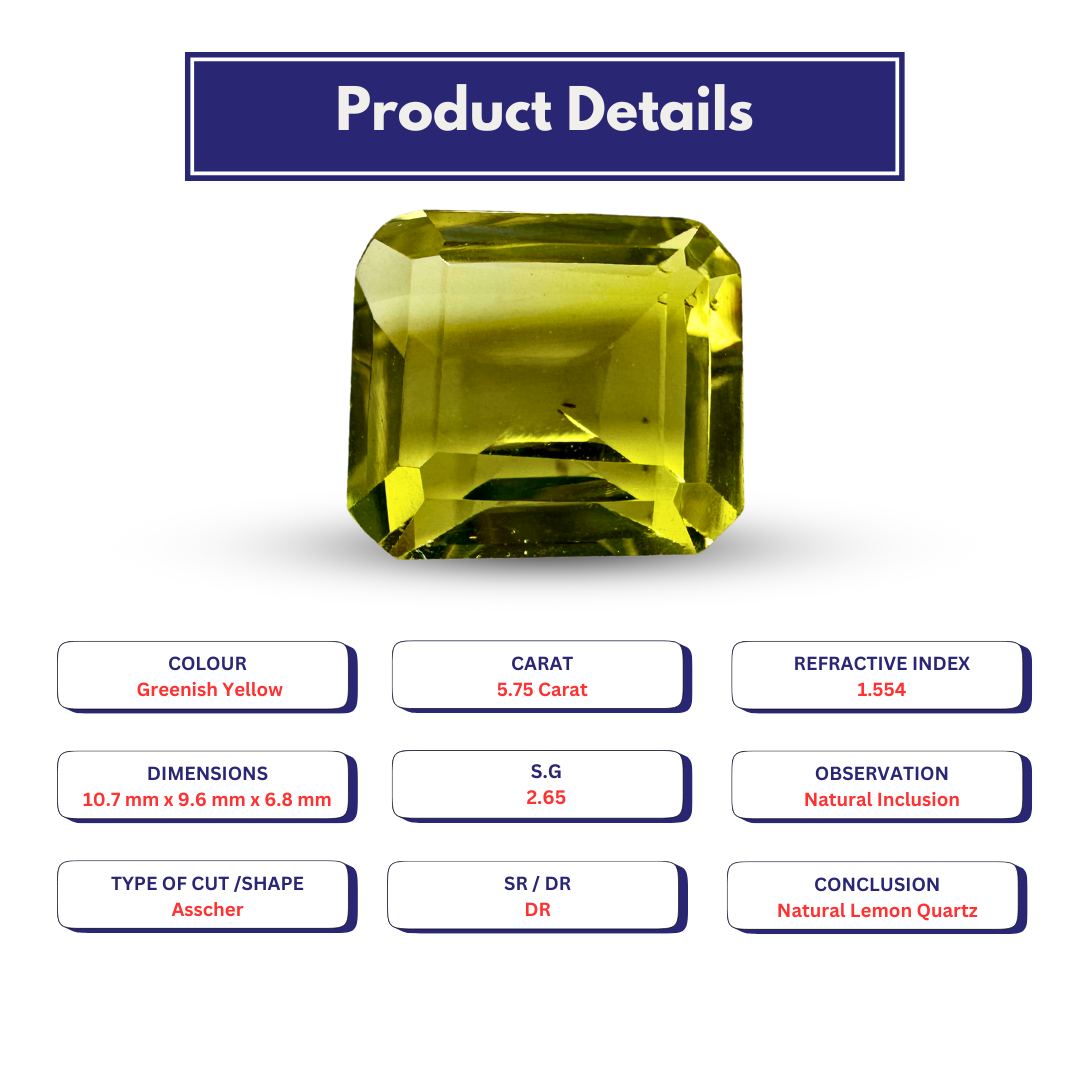 Natural Lemon Quartz 5.75 Carat