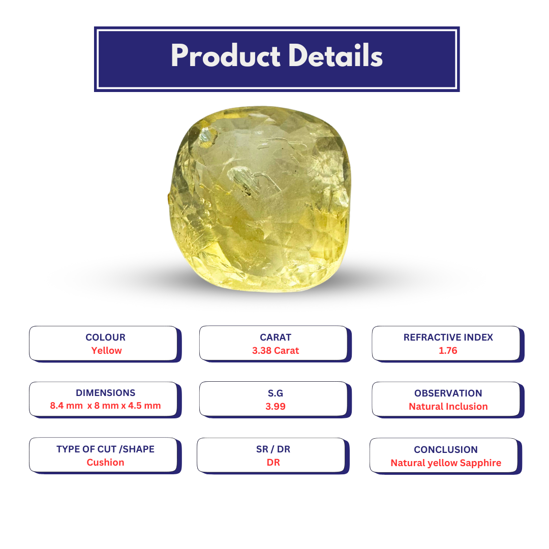 Yellow Sapphire 3.38 Carat