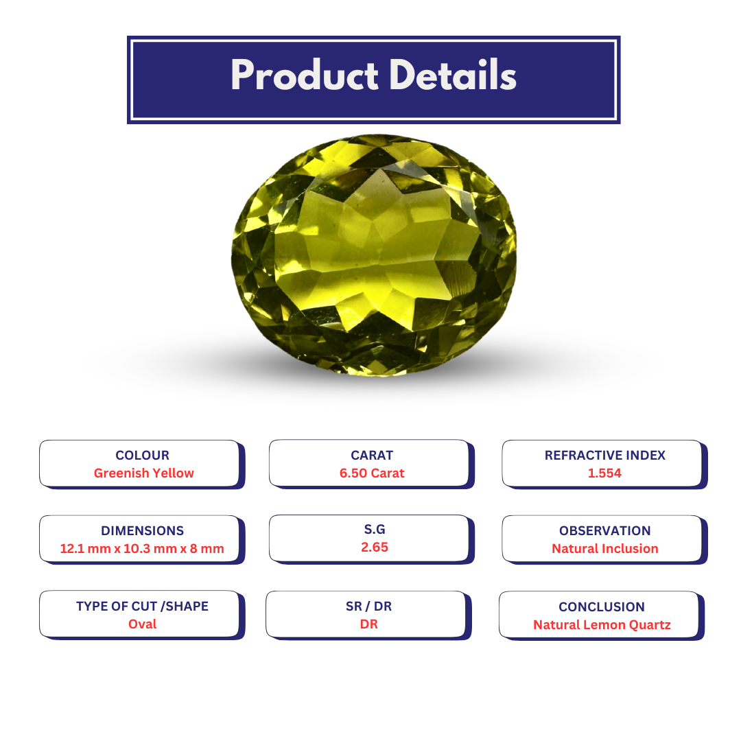 Natural Lemon Quartz 6.50 Carat