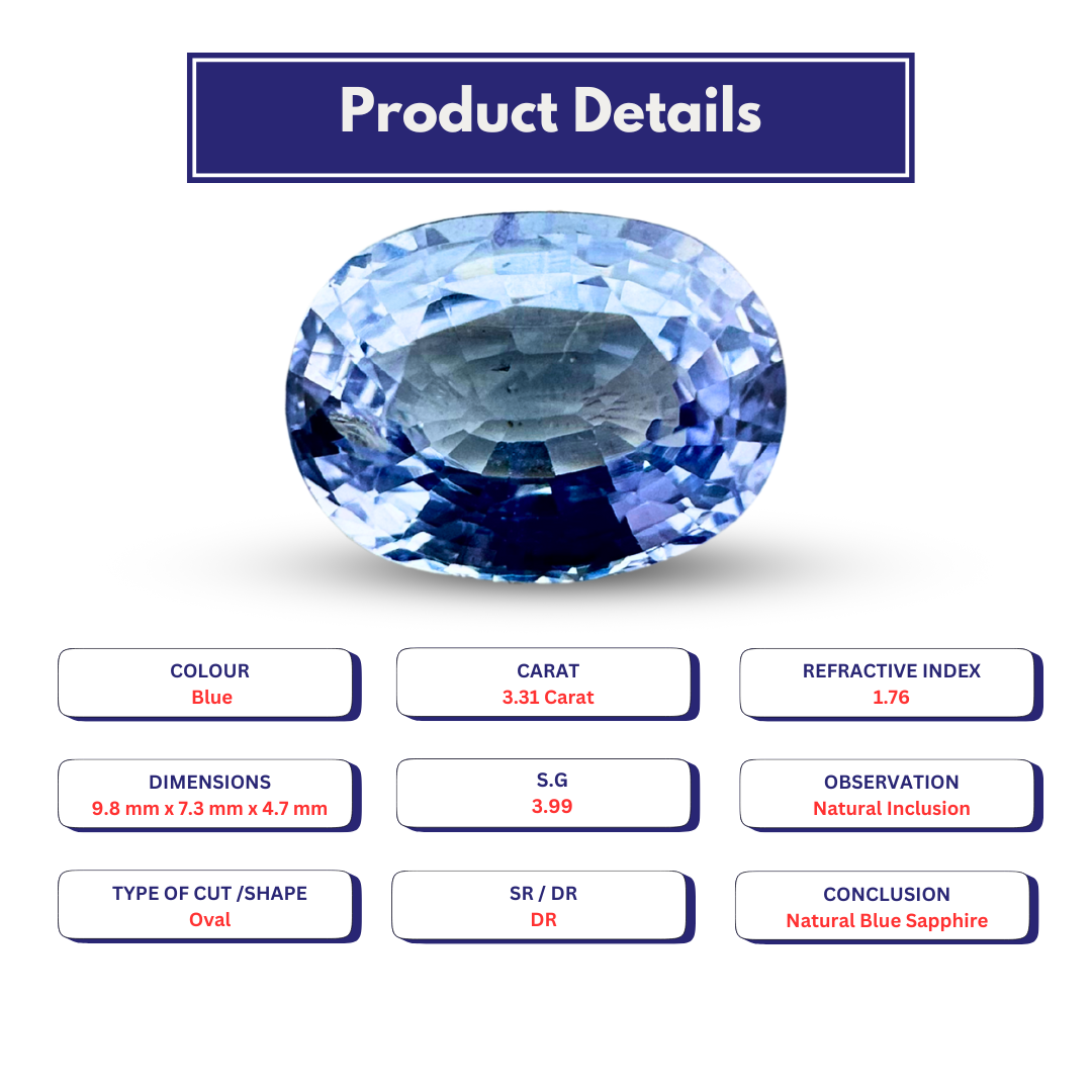 Natural Blue Sapphire 3.31 carat