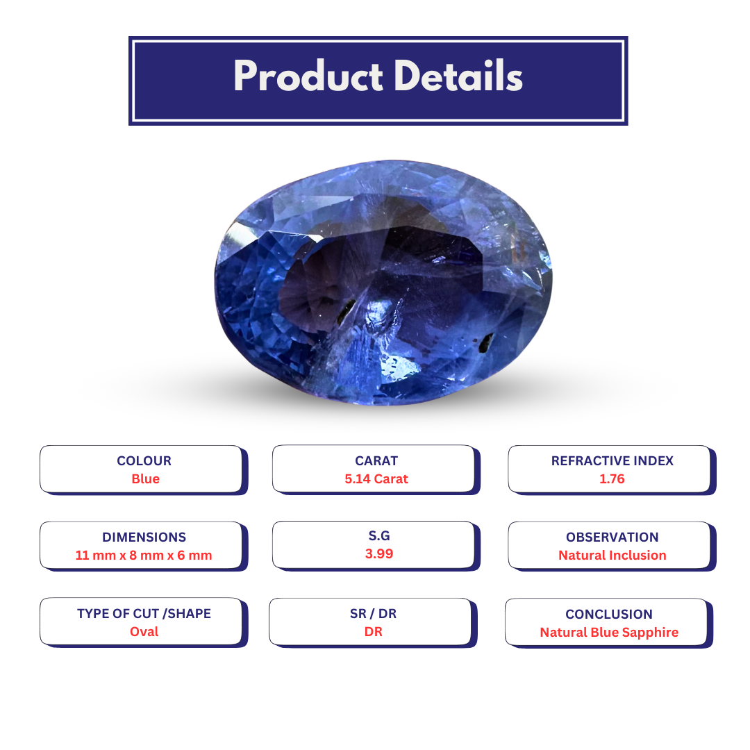 Natural Blue Sapphire 5.14 carat