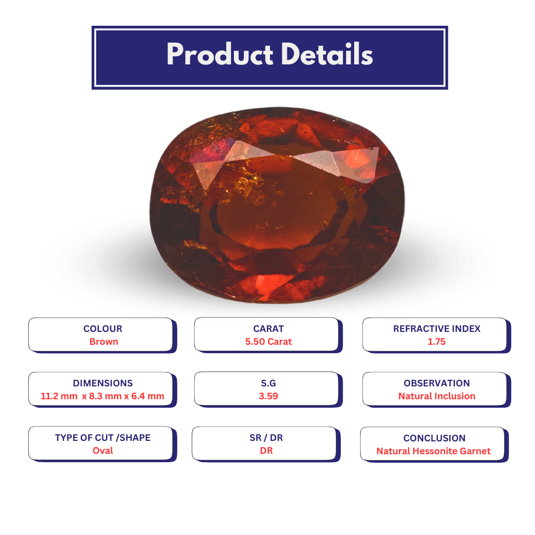 Natural Hessonite garnet 5.50 Carat