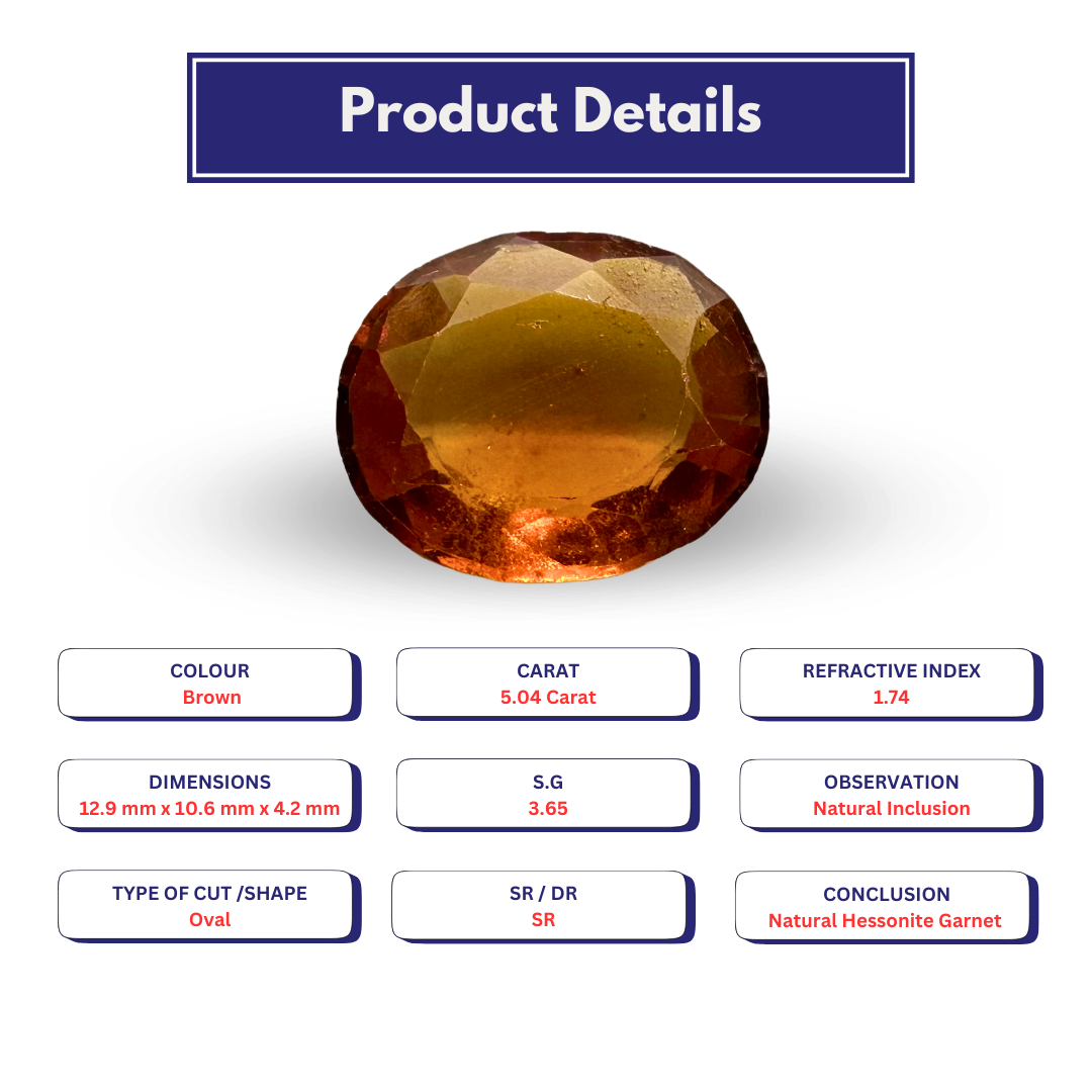 Natural Hessonite garnet 5.04 Carat