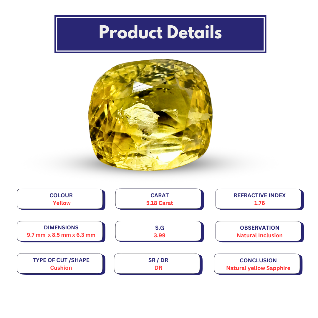 Yellow sapphire 5.18 Carat