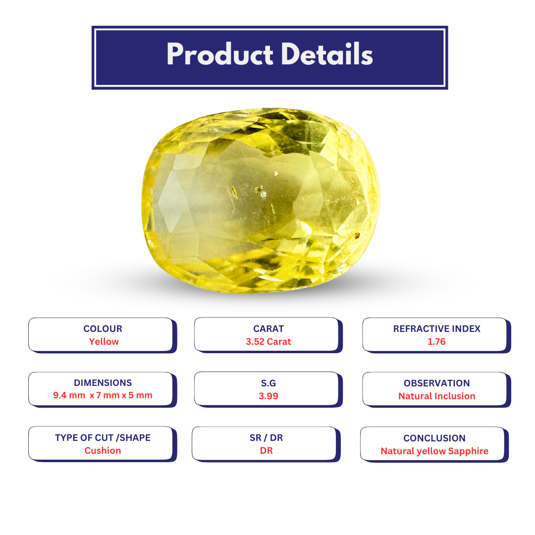 Yellow sapphire 3.52 Carat