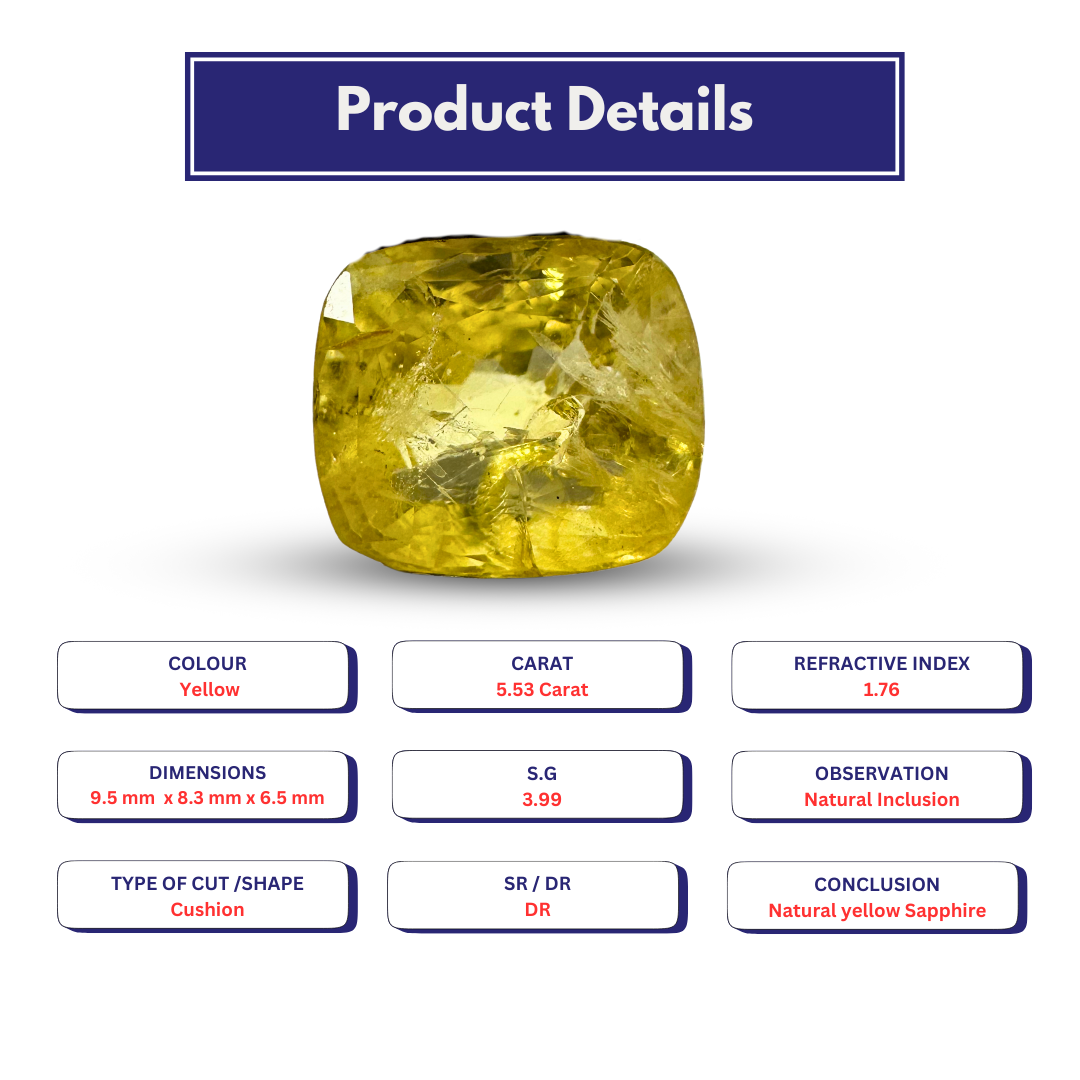 Yellow sapphire 5.53 Carat