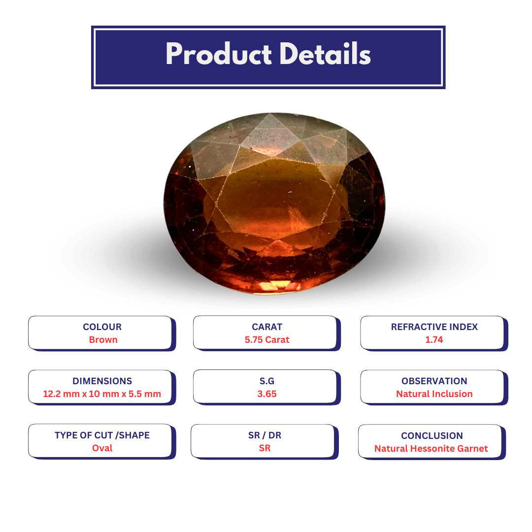 Natural Hessonite garnet 5.75 Carat
