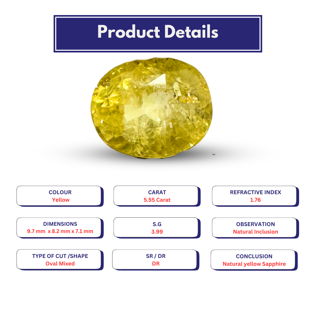 Yellow sapphire 5.55 Carat