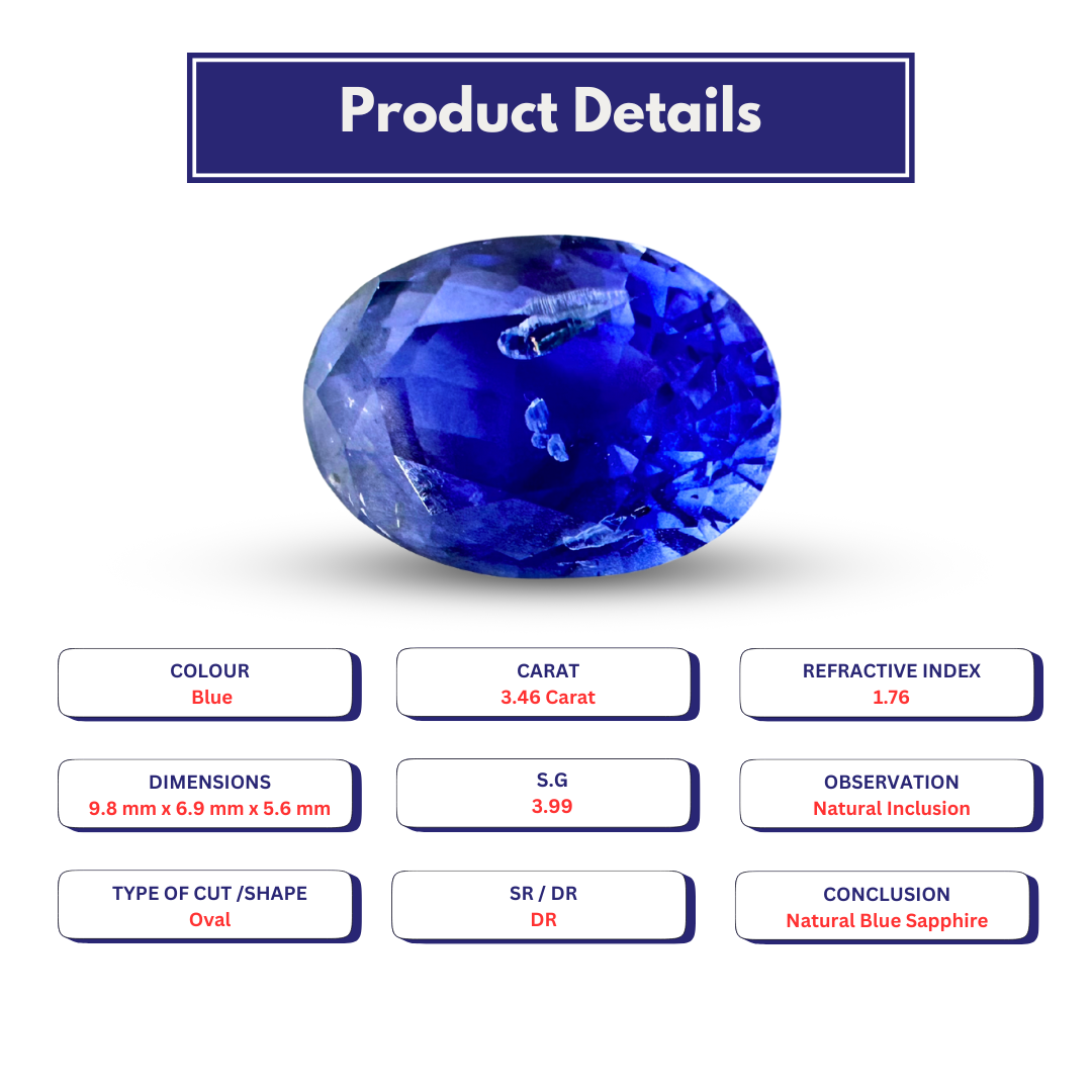 Natural Blue Sapphire 3.46 carat