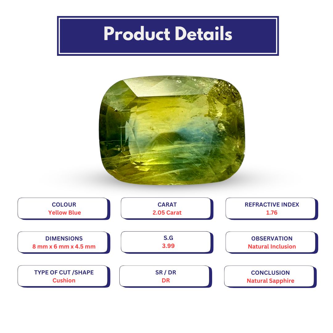 Natural Yellow Blue Sapphire 2.05 Carat