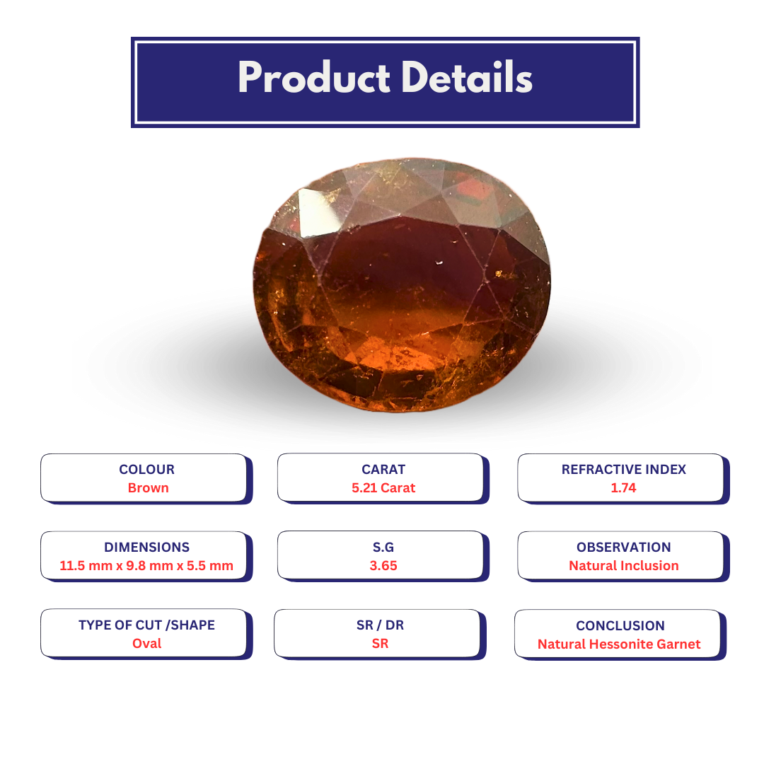 Natural Hessonite garnet 5.21 Carat