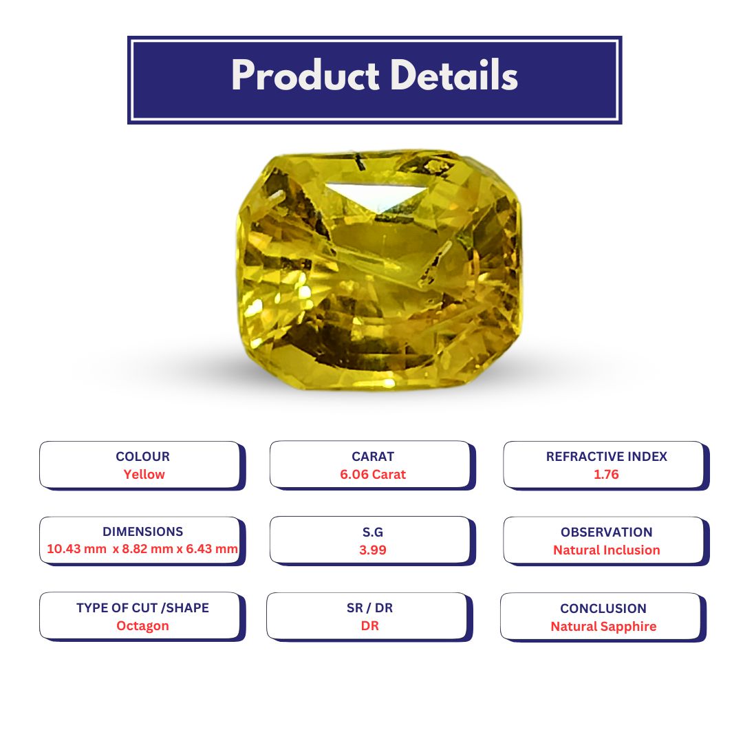 Yellow sapphire 6.06 Carat