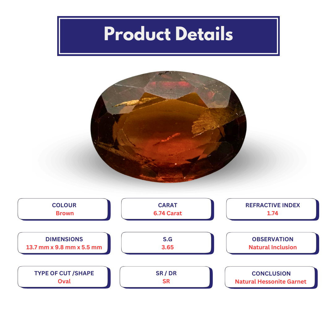 Natural Hessonite garnet 6.74 carat