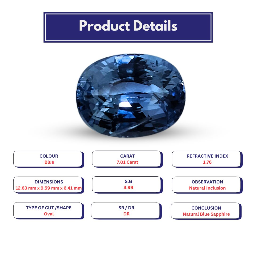 Natural Blue Sapphire 7.01 carat