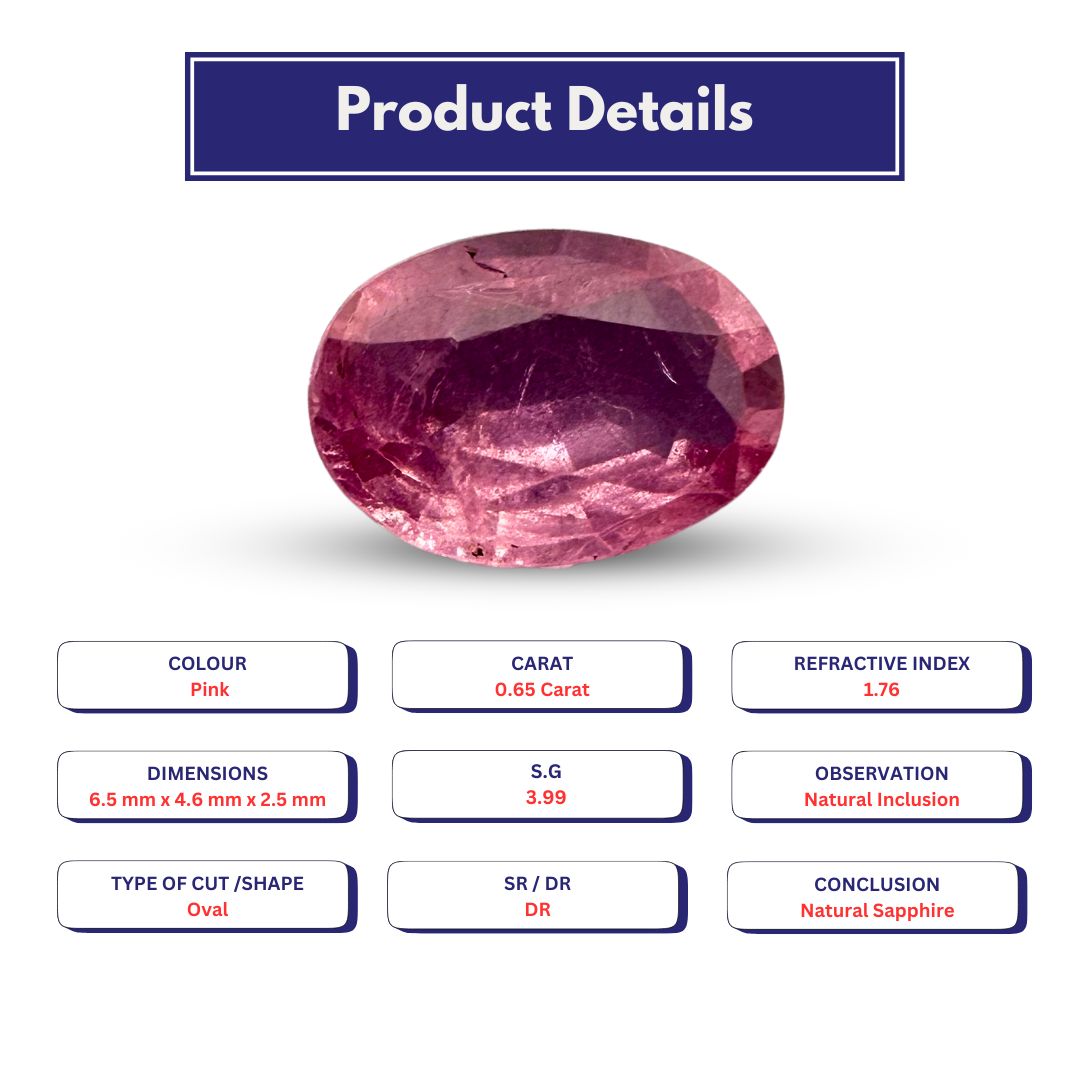 Pink Sapphire 0.65 Carat