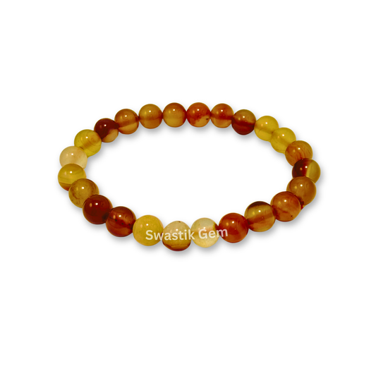 Red Carnelian Bracelet branded 'Swastik Gem'.