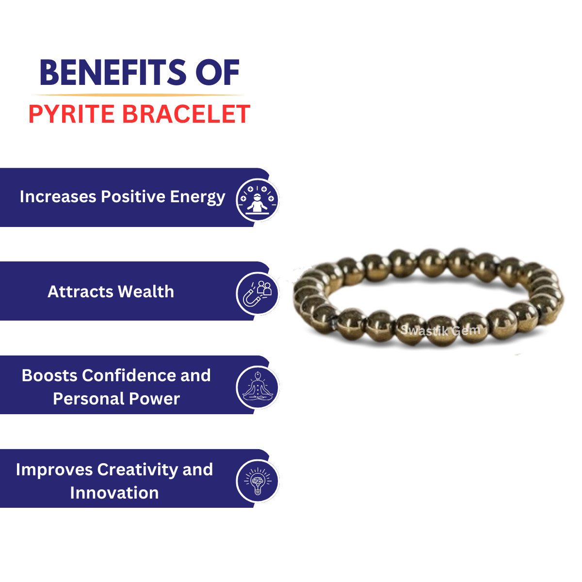 Benefits of Pyrite Bracelet  8 mm