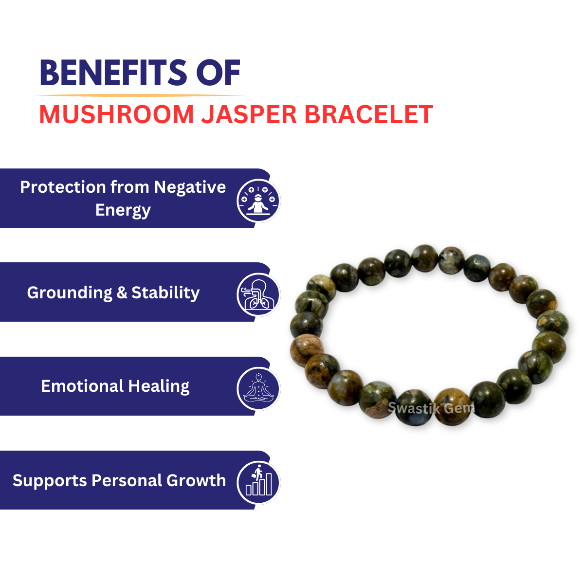 Mushroom Jasper bracelet with benefits 