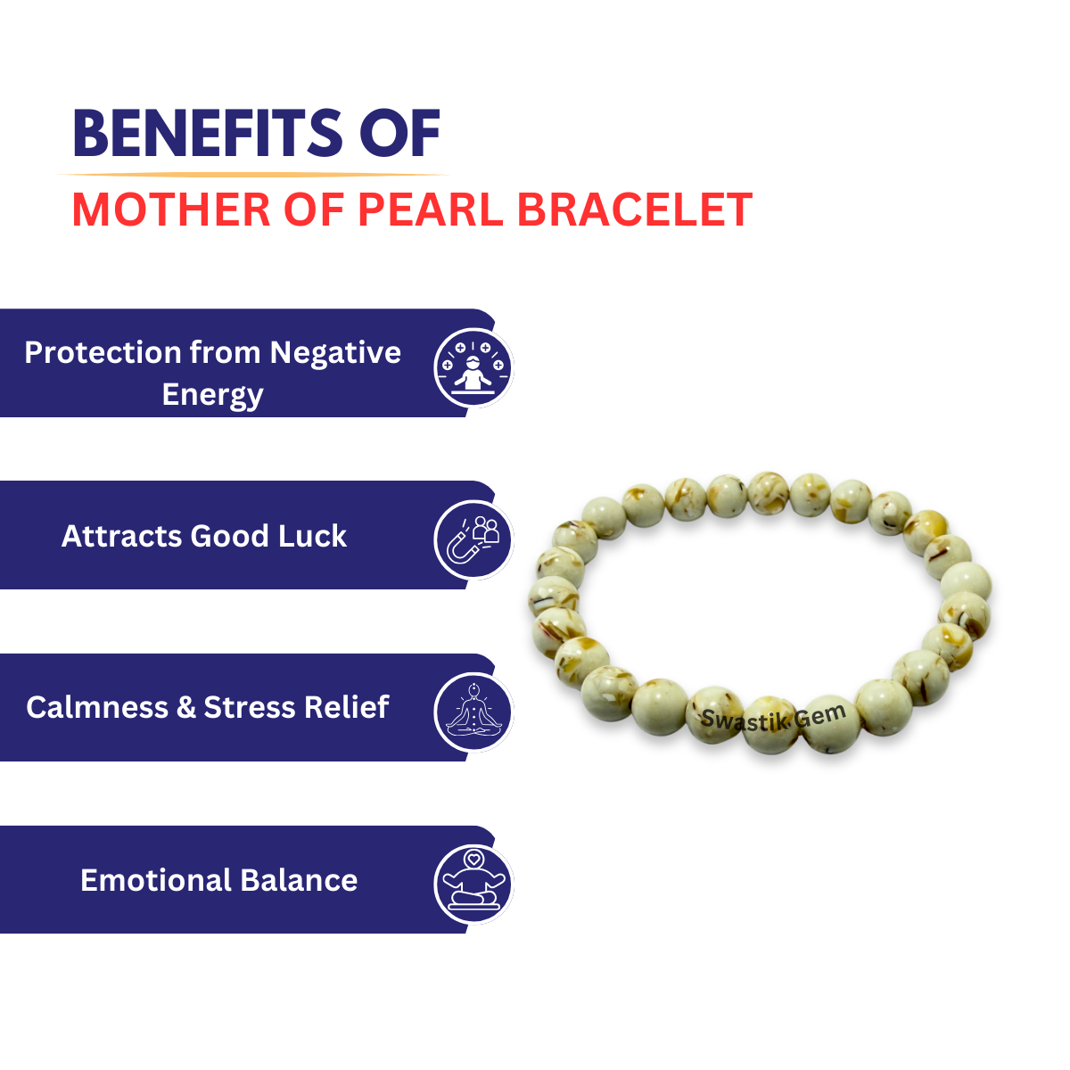 Mother of pearl bracelet with benefits 
