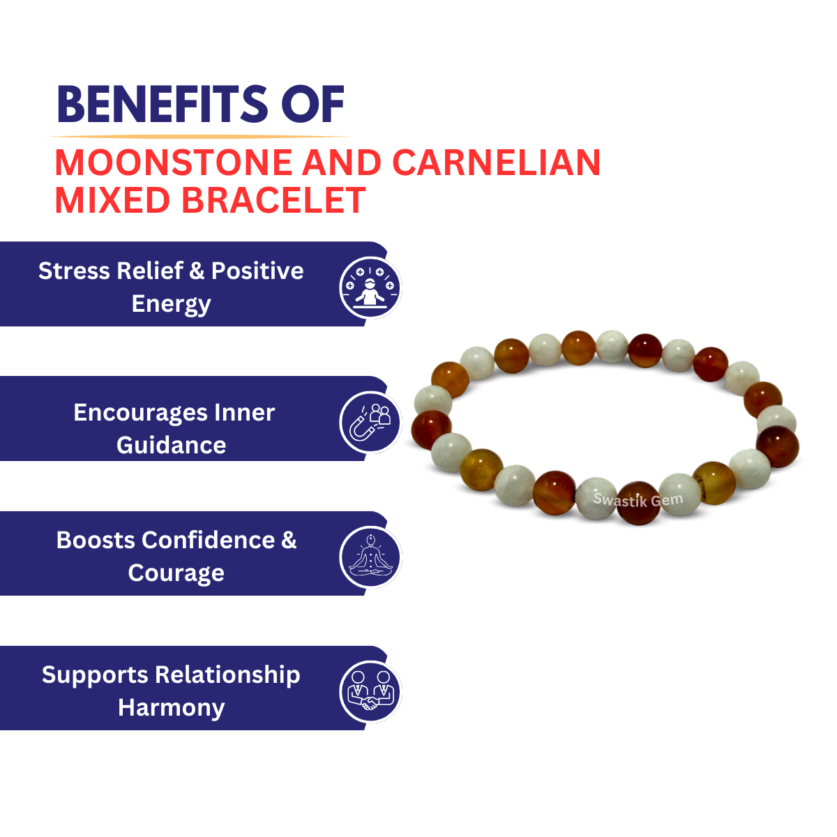 Moonstone and Carnelian Mixed bracelet