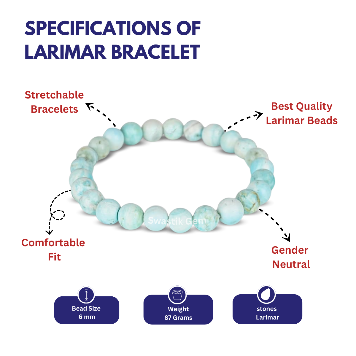 Larimar Bracelet 6MM