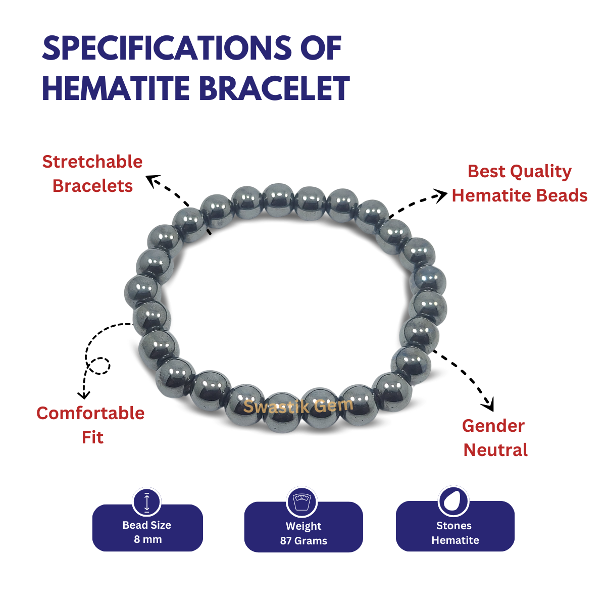 Specification of Hematite Bracelet