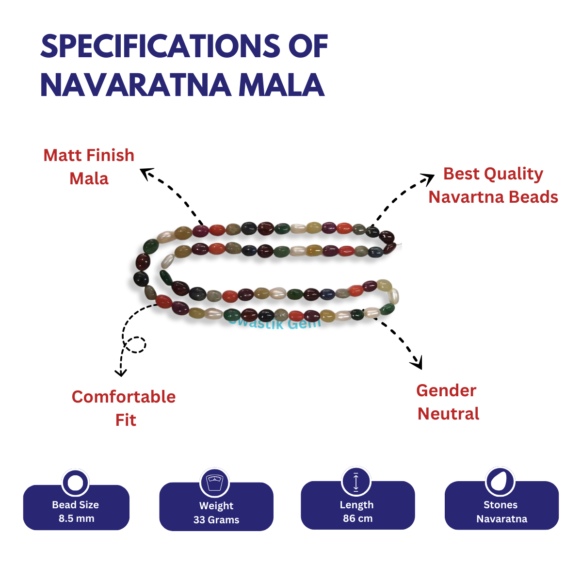 Specifications of Navaratna Mala