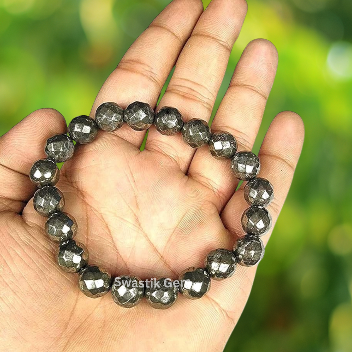 Pyrite Bracelet Diamond Cut 8 mm