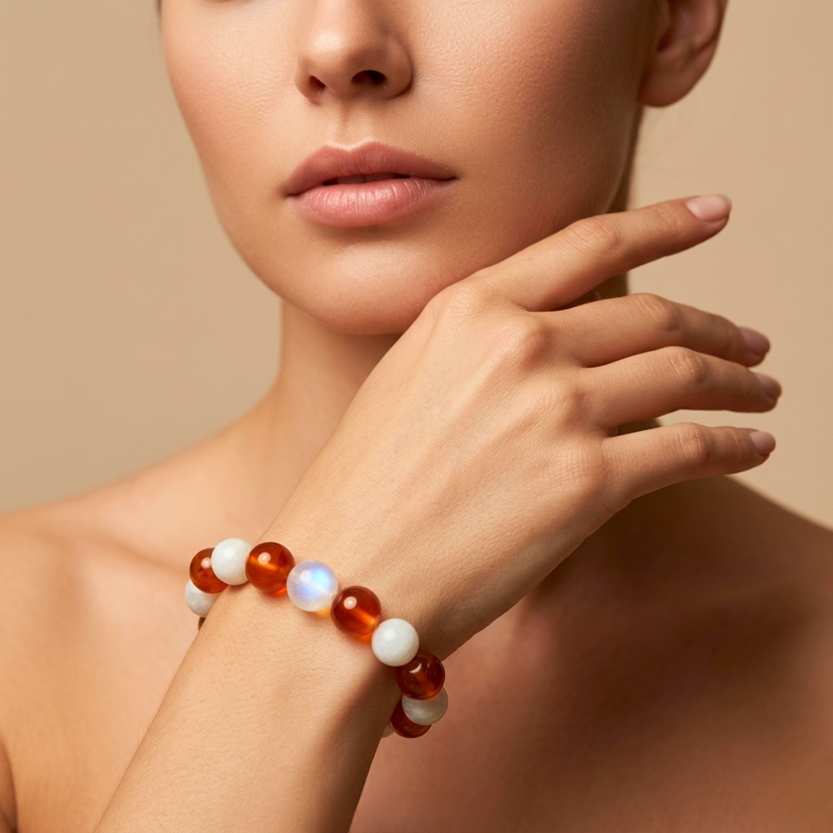 Moonstone and Carnelian Mixed bracelet