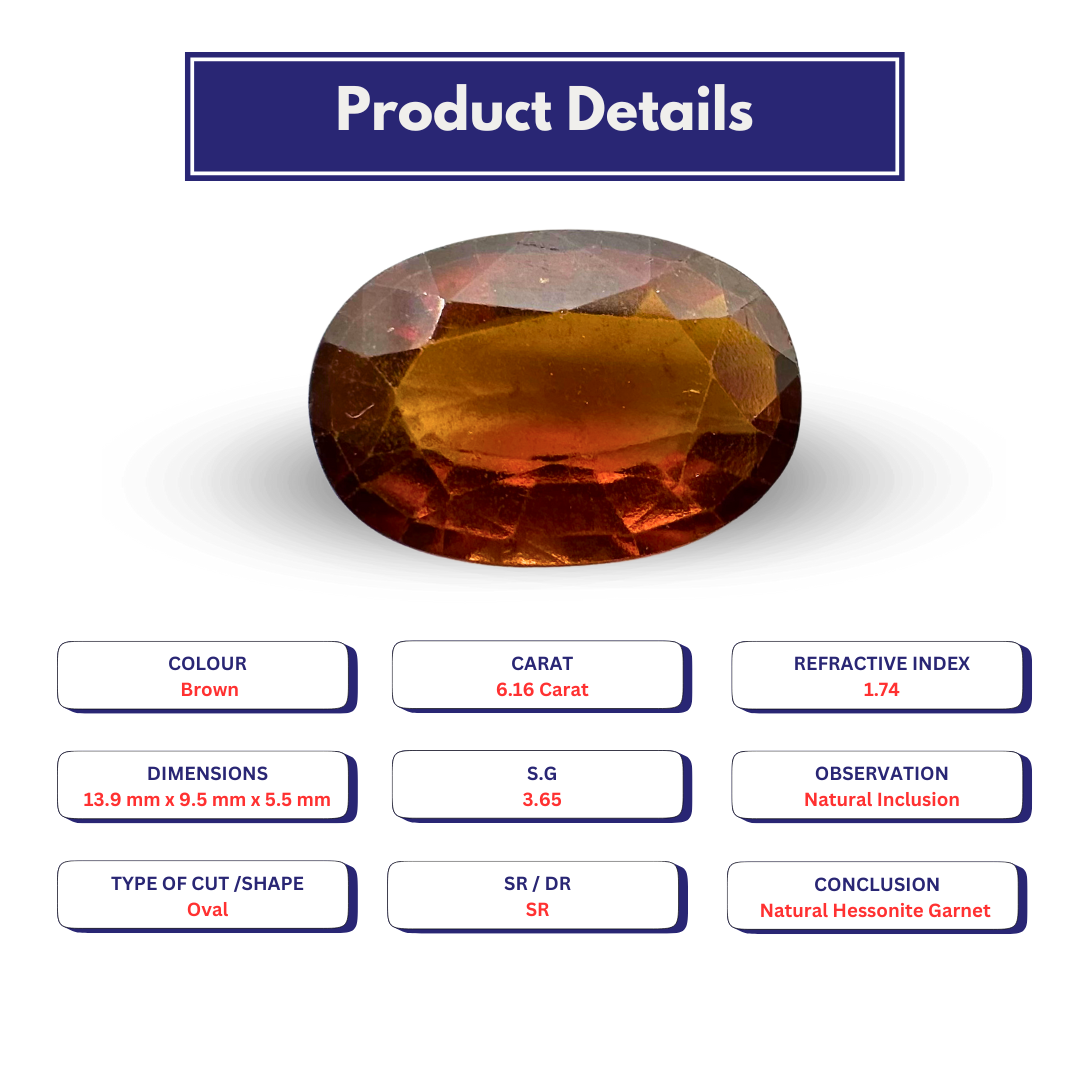 Natural Hessonite garnet 6.16 carat