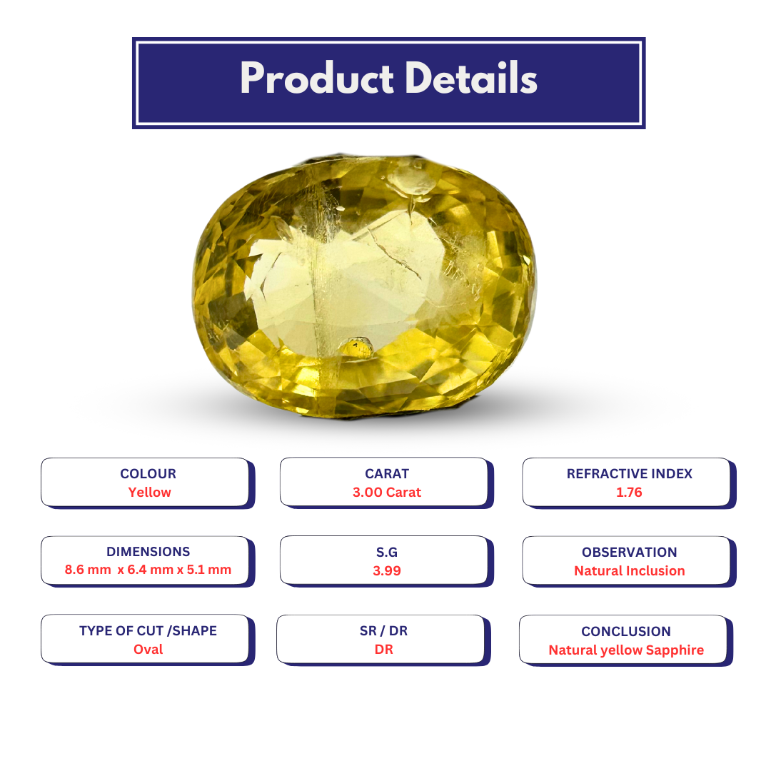 Yellow sapphire 3.00 Carat