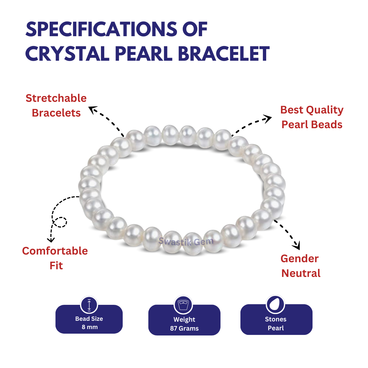 Specification of Crystal Pearl Bracelet